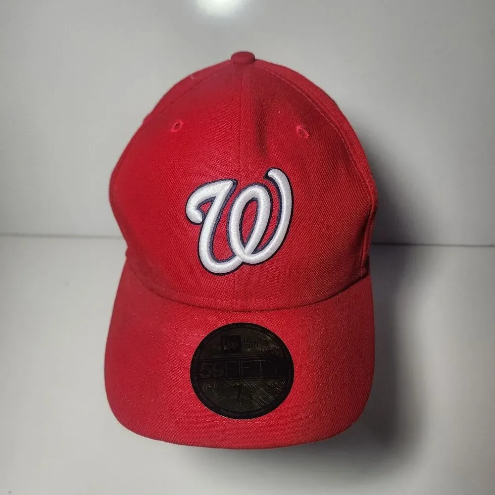 Washington Nationals New Era 59FIFTY Fitted Hat Cap Red MLB Baseball W Logo